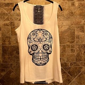 Cute Skull Tank with Lace